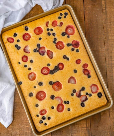 Berries and Cream Sheet Pancake - © dinnerthendessert.com