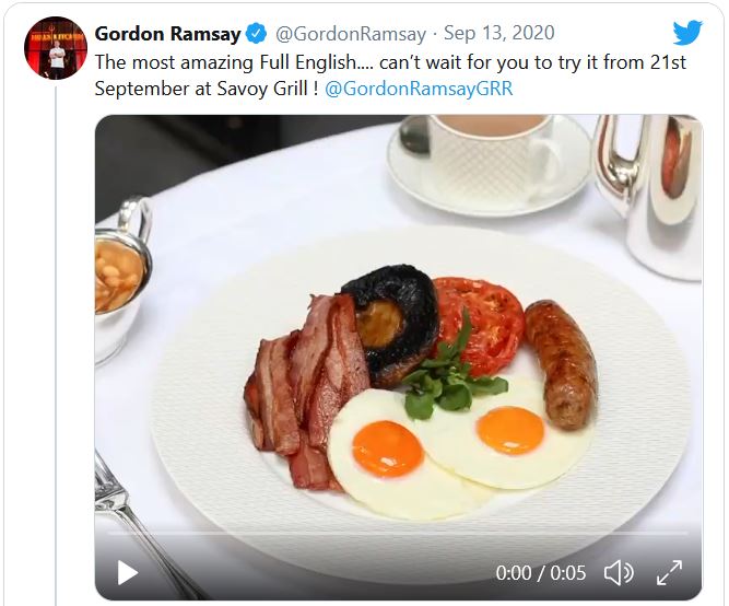 Savoy English Breakfast - © 2020 Gordon Ramsay