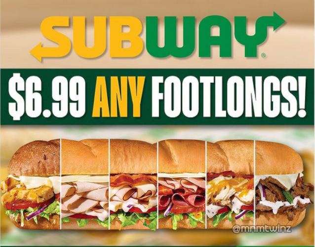 $6.99 Any Footlong - © 2024 Subway
