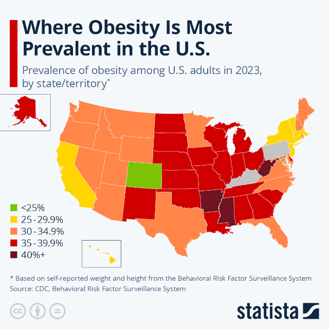 Obesity Map - © 2023 Statista