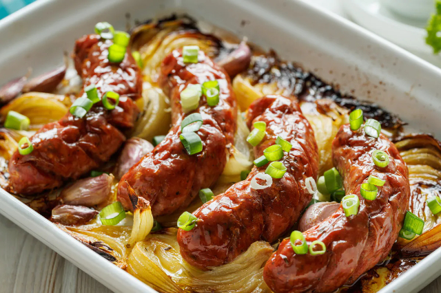 Sausage Apple & Onion Bake - © 2024 Daily Wrap