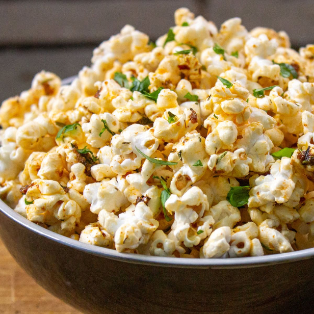 Herbed Popcorn - © 2023 twokooksinthekitchen.com