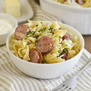 Cabbage Sausage and Noodles - 300 - © 2021 meatloafandmelodrama.com