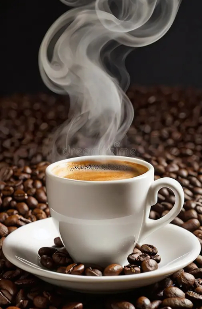 Steaming Coffee With Beans - © 2026 Narumi Aegis