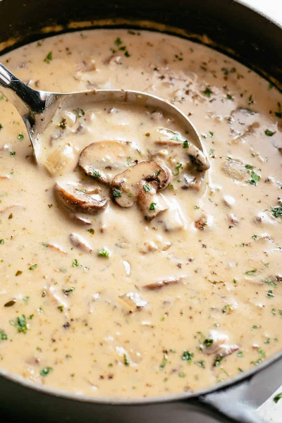 Mushroom Soup - © 2026 cafedelites.com